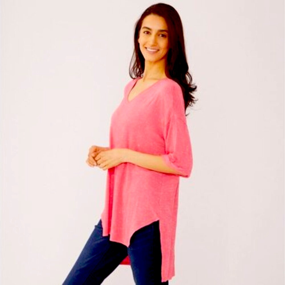 New Diane Gilman Rose Pink High Low Top Size XS bin 4E